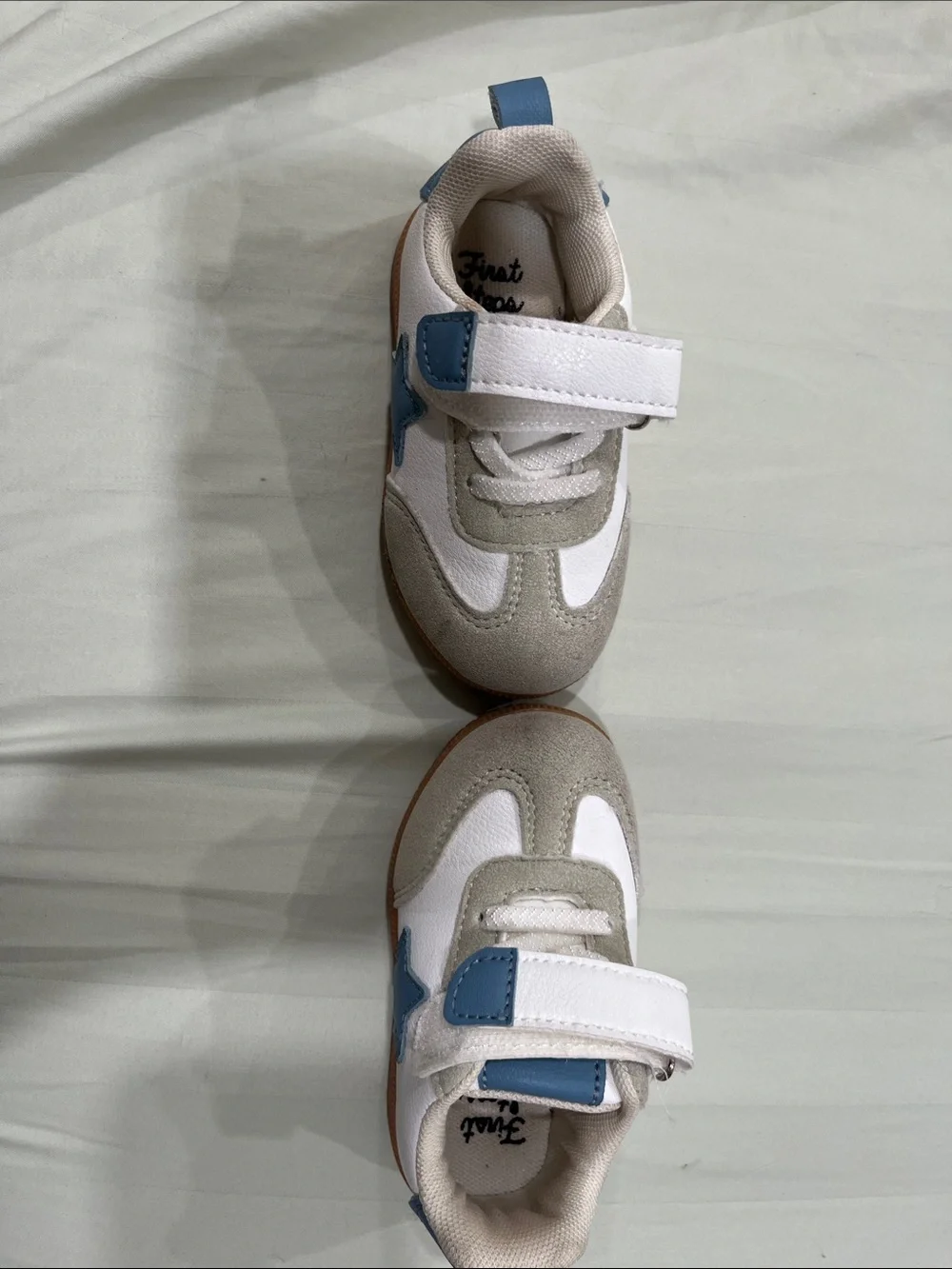 Ina White Sneakers with Blue Star and Gum Sole